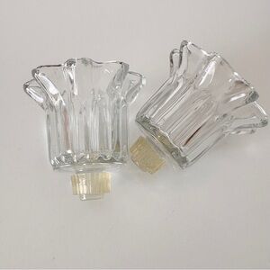 Votive Candle Holders Candlestick Adapter Tulip Flower Scalloped Vintage Glass